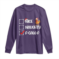 Funny F Caw F Chicken Christmas Long Sleeve Shirt Nice Naughty Cartoon Rooster Poultry Animal - Wonder Print Shop