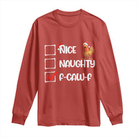 Funny F Caw F Chicken Christmas Long Sleeve Shirt Nice Naughty Cartoon Rooster Poultry Animal - Wonder Print Shop