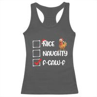 Funny F Caw F Chicken Christmas Racerback Tank Top Nice Naughty Cartoon Rooster Poultry Animal - Wonder Print Shop