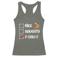 Funny F Caw F Chicken Christmas Racerback Tank Top Nice Naughty Cartoon Rooster Poultry Animal - Wonder Print Shop