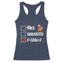 Funny F Caw F Chicken Christmas Racerback Tank Top Nice Naughty Cartoon Rooster Poultry Animal - Wonder Print Shop