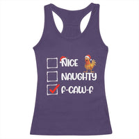 Funny F Caw F Chicken Christmas Racerback Tank Top Nice Naughty Cartoon Rooster Poultry Animal - Wonder Print Shop