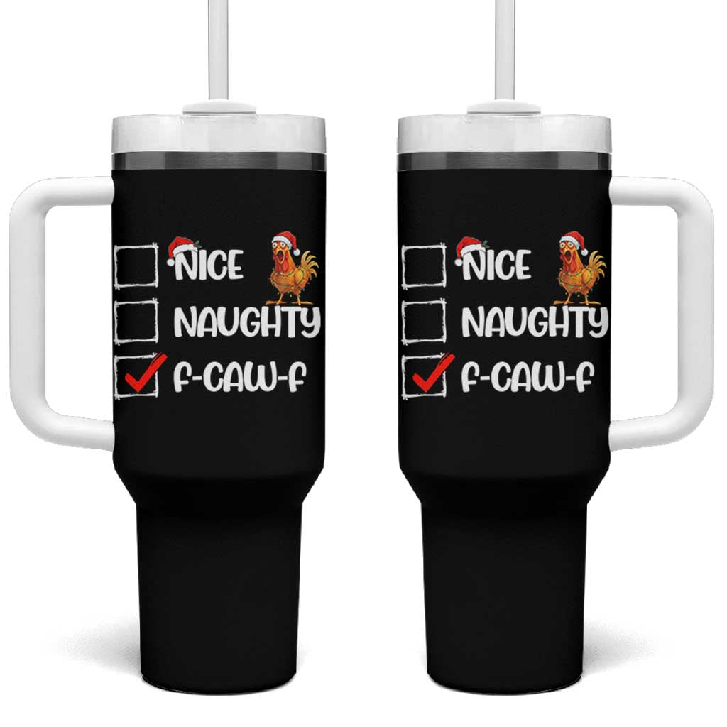 Funny F Caw F Chicken Christmas Tumbler With Handle Nice Naughty Cartoon Rooster Poultry Animal - Wonder Print Shop