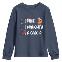 Funny F Caw F Chicken Christmas Youth Sweatshirt Nice Naughty Cartoon Rooster Poultry Animal - Wonder Print Shop