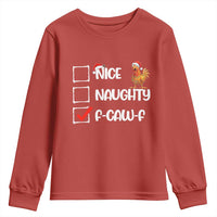 Funny F Caw F Chicken Christmas Youth Sweatshirt Nice Naughty Cartoon Rooster Poultry Animal - Wonder Print Shop