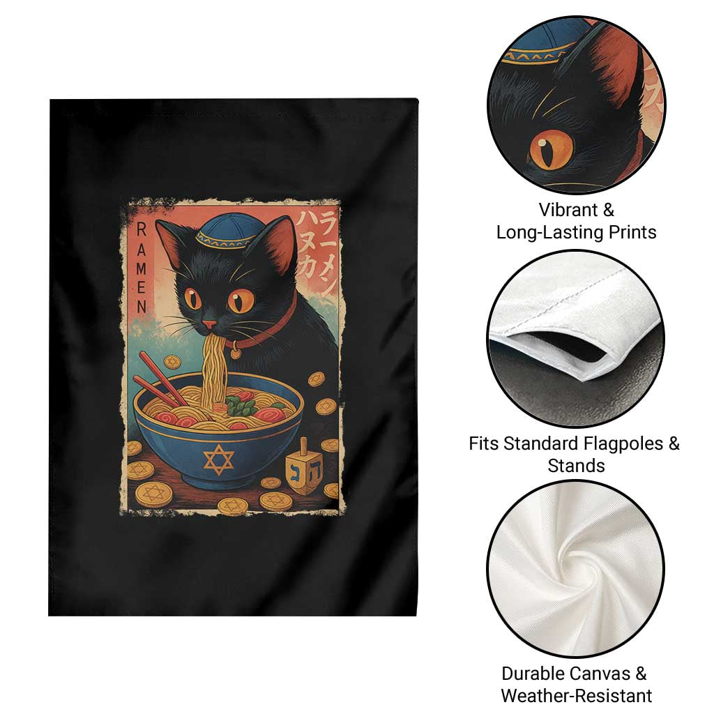 Cat Ramen Hanukkah Garden Flag Japanese Kawaii Anime Chanukah Cat - Wonder Print Shop