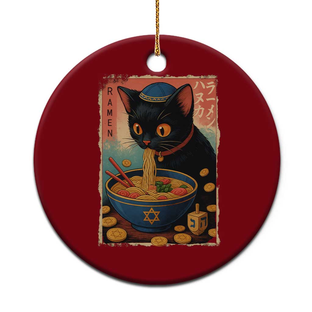 Cat Ramen Hanukkah Ceramic Ornament Japanese Kawaii Anime Chanukah Cat - Wonder Print Shop