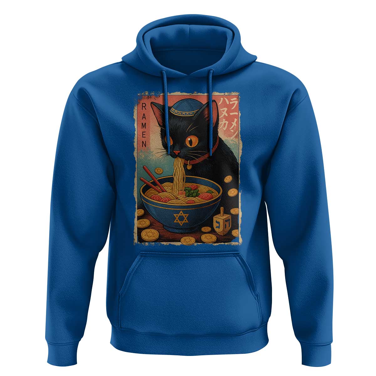 Cat Ramen Hanukkah Hoodie Japanese Kawaii Anime Chanukah Cat - Wonder Print Shop