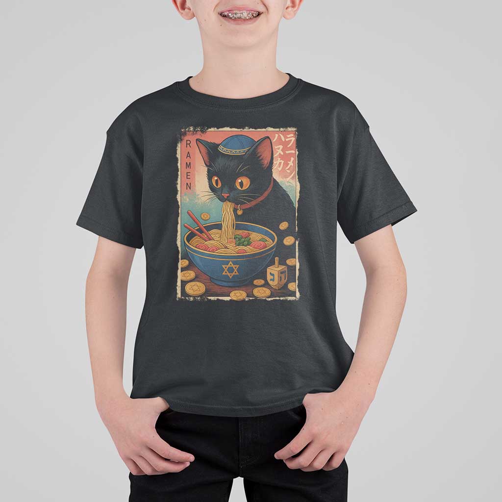 Cat Ramen Hanukkah T Shirt For Kid Japanese Kawaii Anime Chanukah Cat - Wonder Print Shop