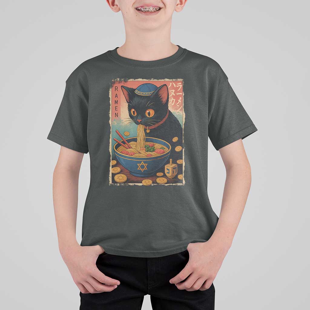 Cat Ramen Hanukkah T Shirt For Kid Japanese Kawaii Anime Chanukah Cat - Wonder Print Shop