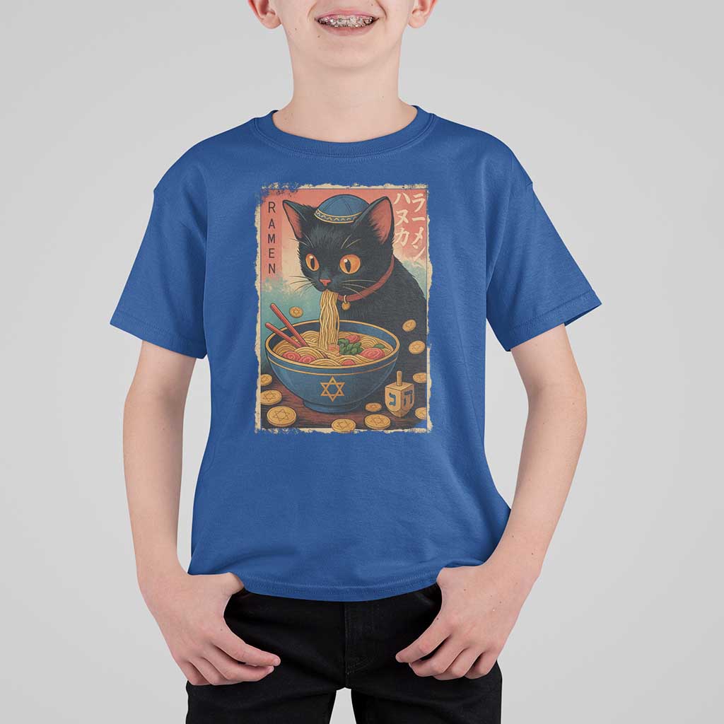 Cat Ramen Hanukkah T Shirt For Kid Japanese Kawaii Anime Chanukah Cat - Wonder Print Shop