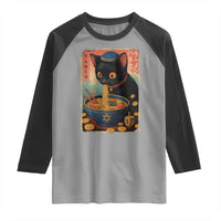 Cat Ramen Hanukkah Raglan Shirt Japanese Kawaii Anime Chanukah Cat - Wonder Print Shop