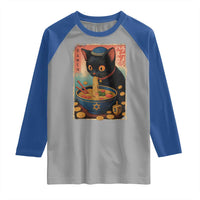 Cat Ramen Hanukkah Raglan Shirt Japanese Kawaii Anime Chanukah Cat - Wonder Print Shop