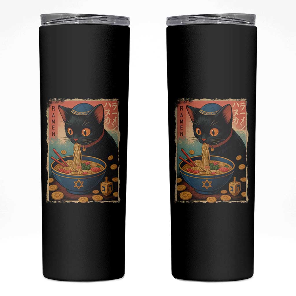 Cat Ramen Hanukkah Skinny Tumbler Japanese Kawaii Anime Chanukah Cat - Wonder Print Shop