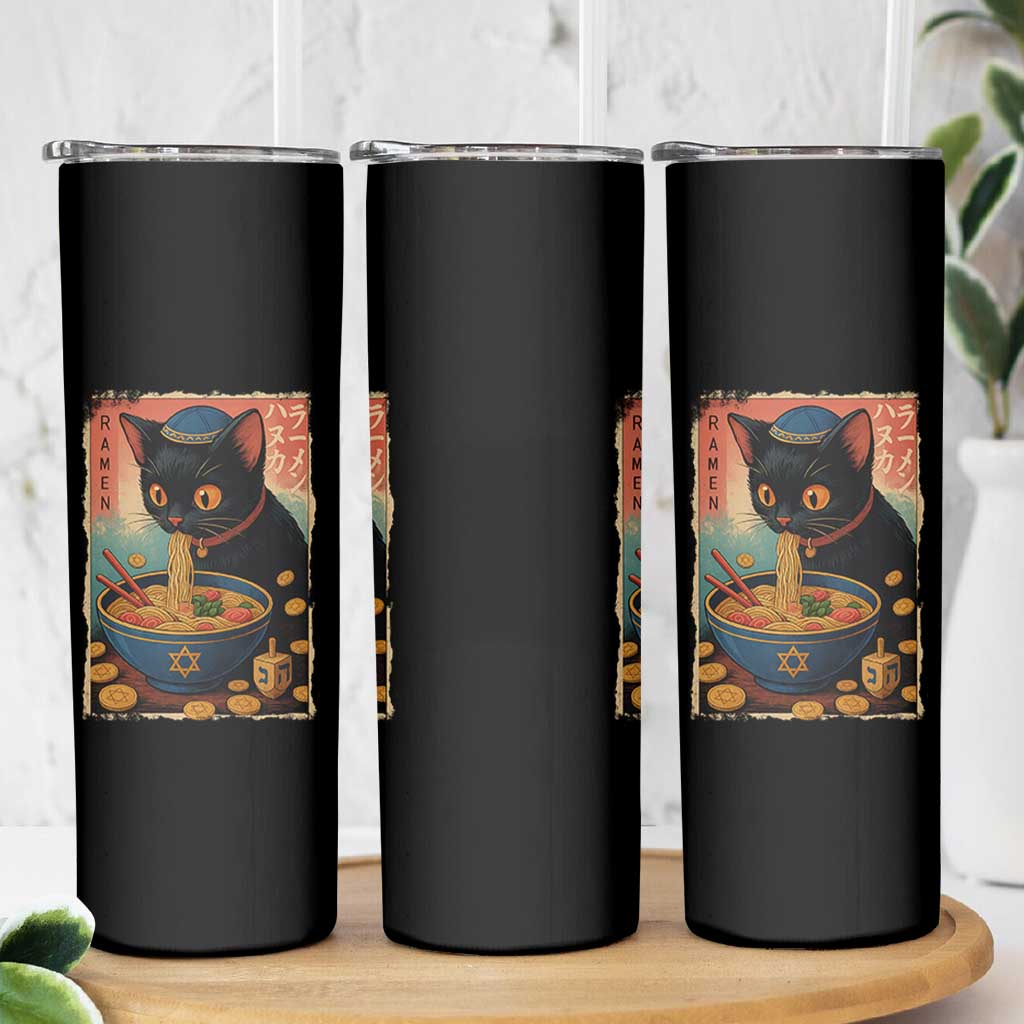 Cat Ramen Hanukkah Skinny Tumbler Japanese Kawaii Anime Chanukah Cat - Wonder Print Shop