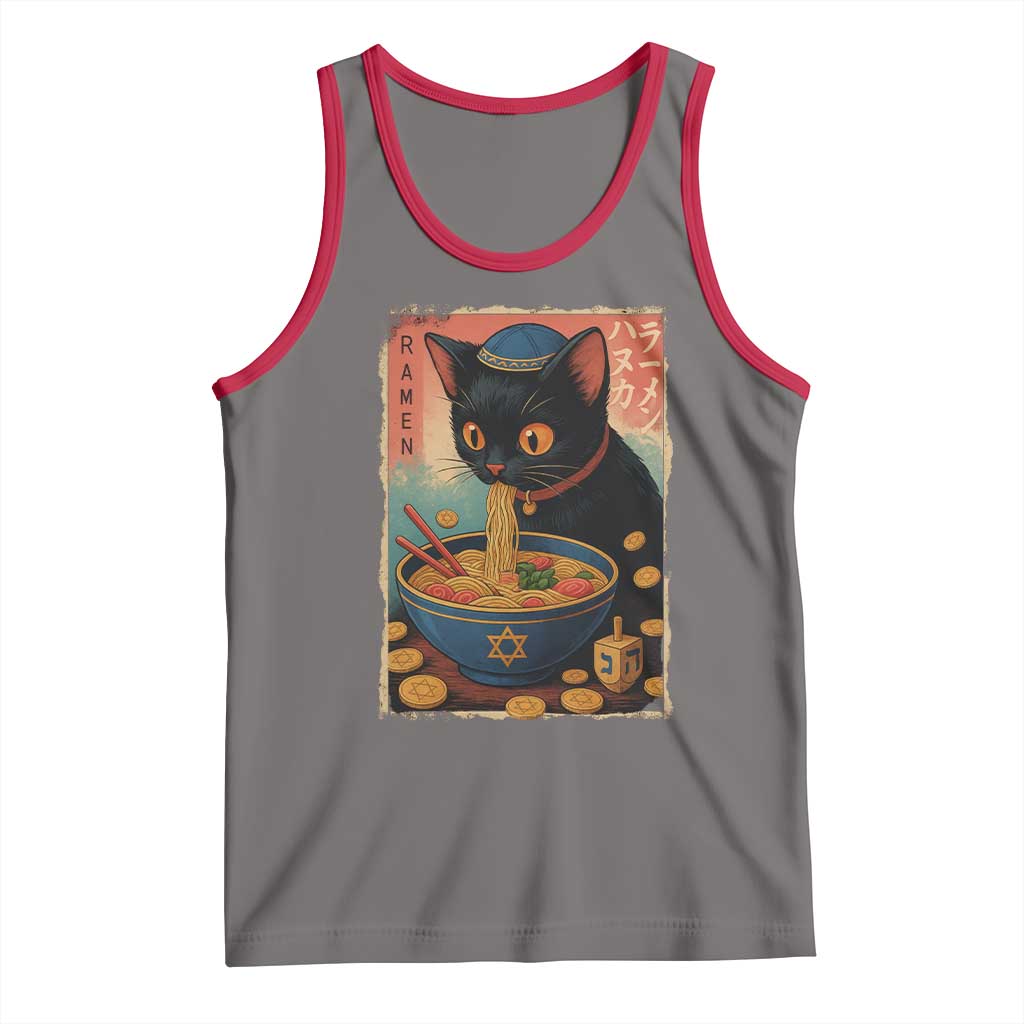 Cat Ramen Hanukkah Tank Top Japanese Kawaii Anime Chanukah Cat - Wonder Print Shop