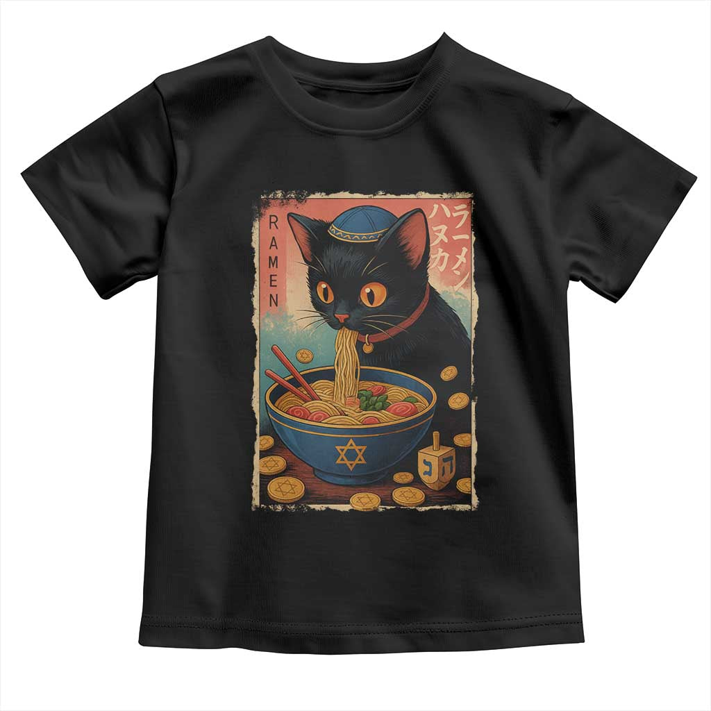Cat Ramen Hanukkah Toddler T Shirt Japanese Kawaii Anime Chanukah Cat - Wonder Print Shop