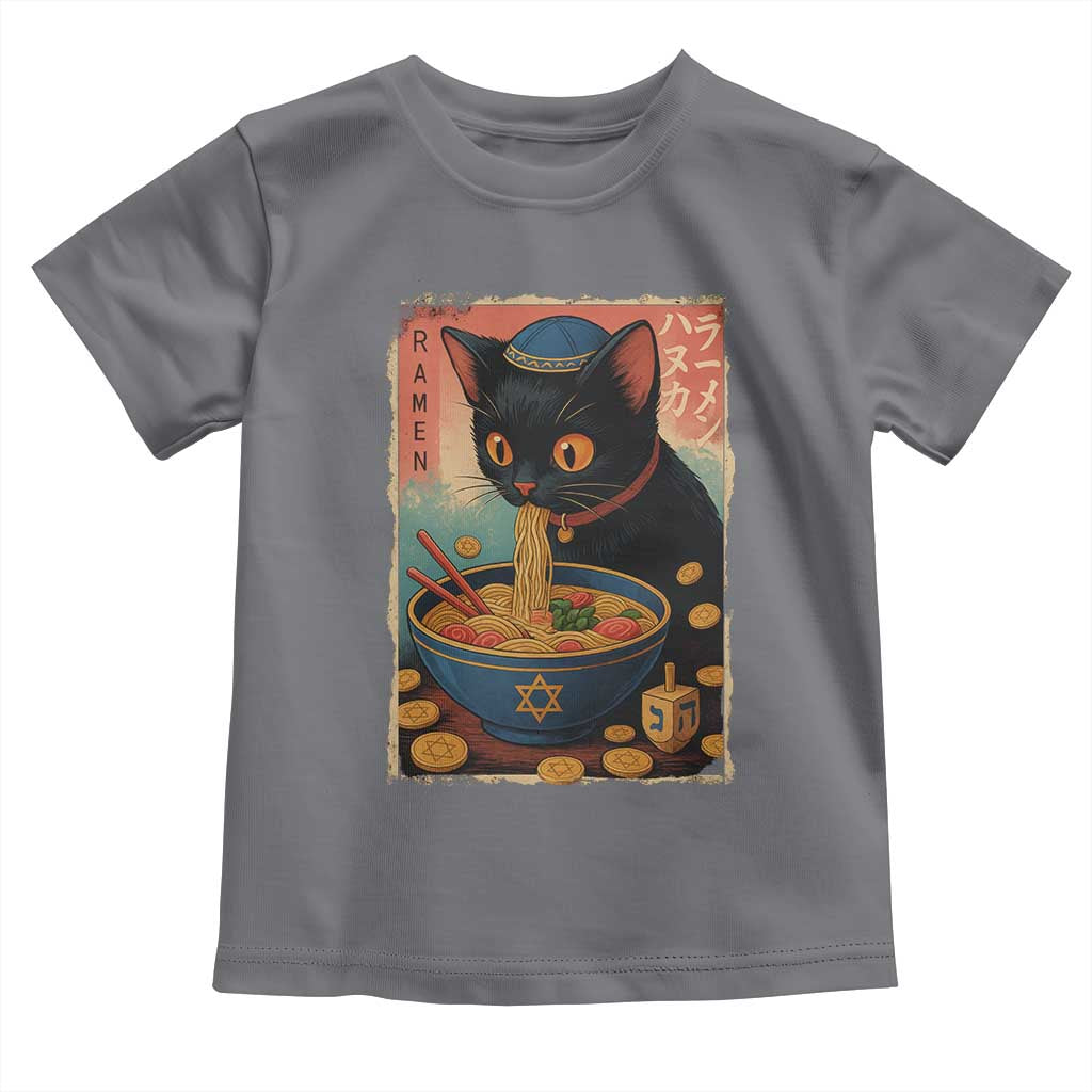 Cat Ramen Hanukkah Toddler T Shirt Japanese Kawaii Anime Chanukah Cat - Wonder Print Shop