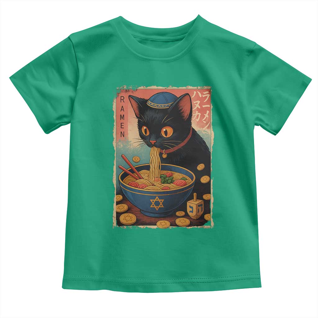 Cat Ramen Hanukkah Toddler T Shirt Japanese Kawaii Anime Chanukah Cat - Wonder Print Shop