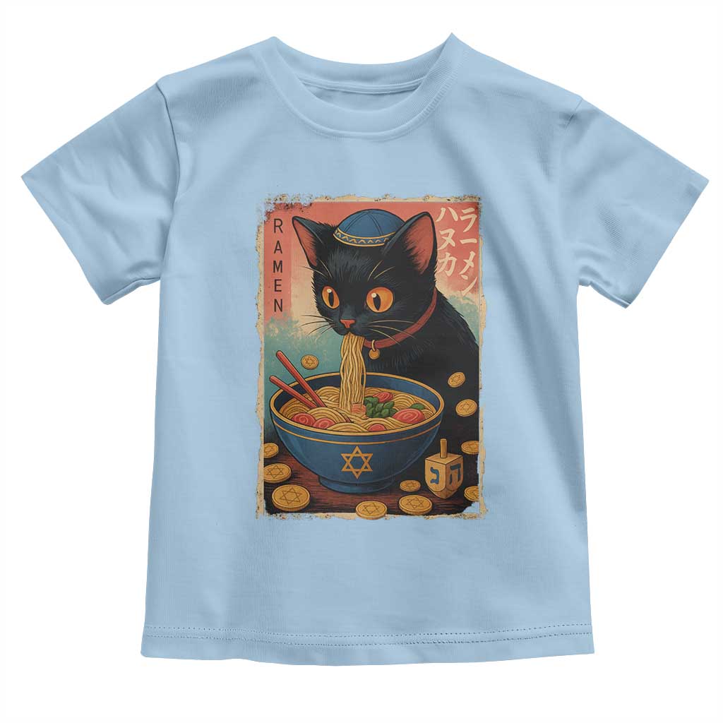 Cat Ramen Hanukkah Toddler T Shirt Japanese Kawaii Anime Chanukah Cat - Wonder Print Shop