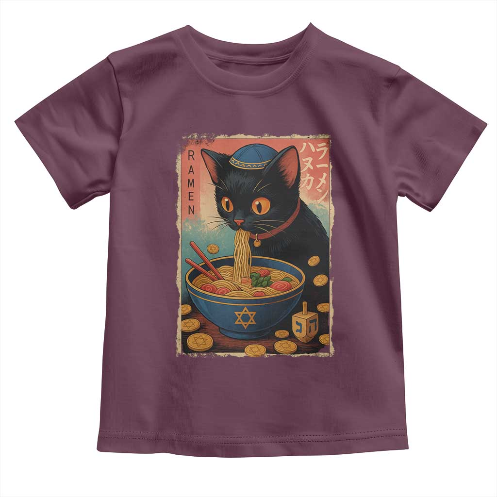 Cat Ramen Hanukkah Toddler T Shirt Japanese Kawaii Anime Chanukah Cat - Wonder Print Shop