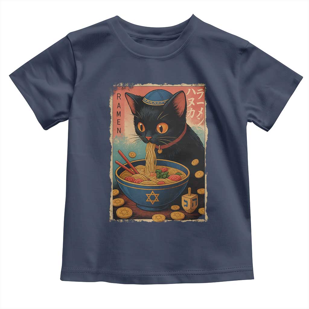 Cat Ramen Hanukkah Toddler T Shirt Japanese Kawaii Anime Chanukah Cat - Wonder Print Shop