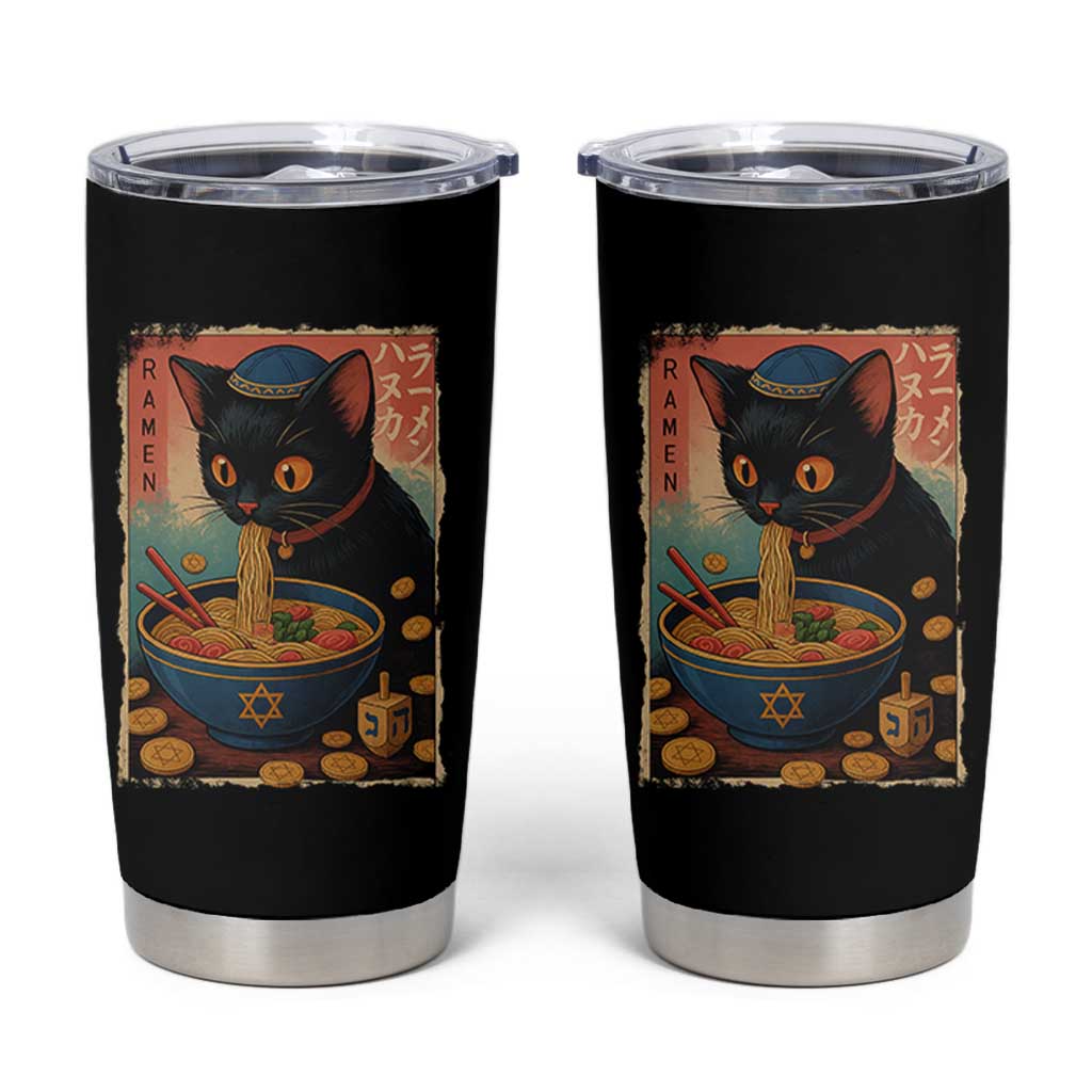 Cat Ramen Hanukkah Tumbler Cup Japanese Kawaii Anime Chanukah Cat - Wonder Print Shop