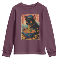 Cat Ramen Hanukkah Youth Sweatshirt Japanese Kawaii Anime Chanukah Cat - Wonder Print Shop