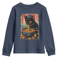 Cat Ramen Hanukkah Youth Sweatshirt Japanese Kawaii Anime Chanukah Cat - Wonder Print Shop