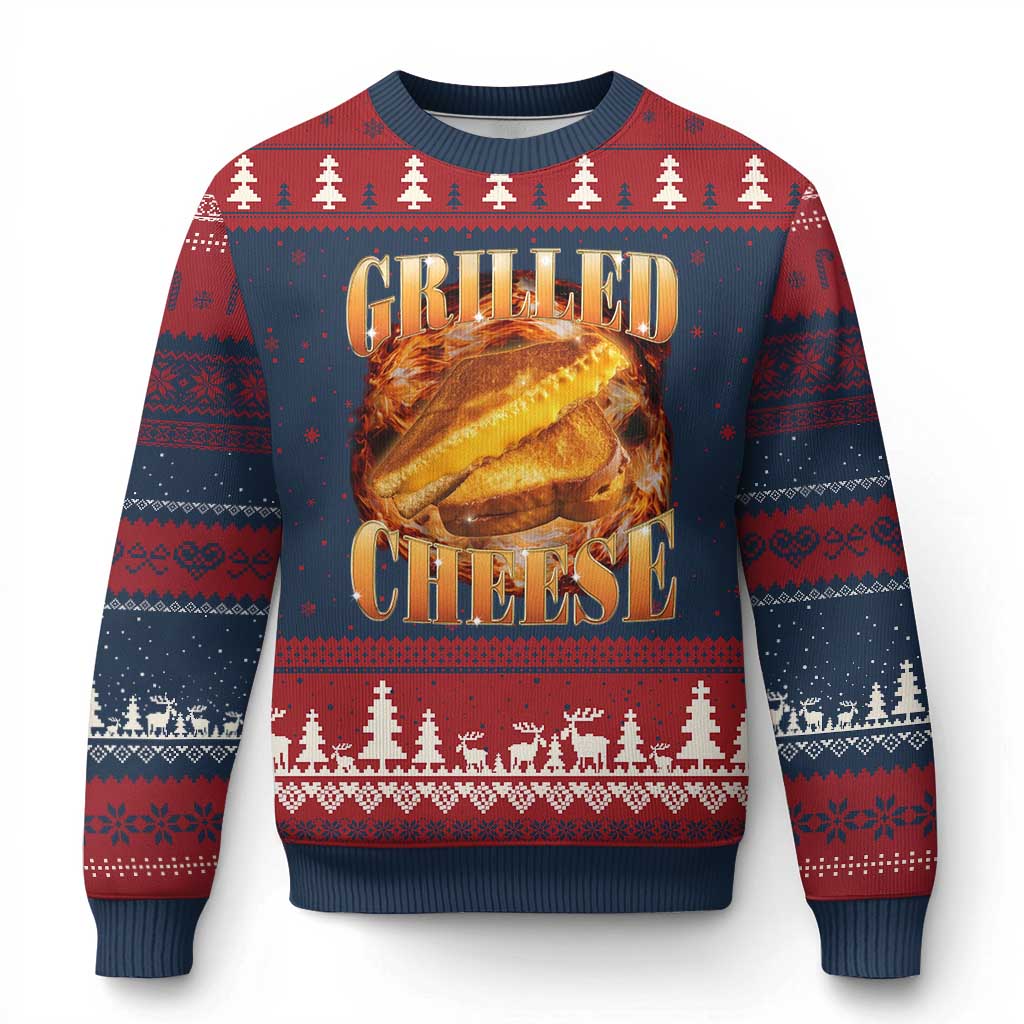 Grilled Cheese Ugly Christmas Sweater Food Lover Funny Gag Weird Meme 90s - Wonder Print Shop