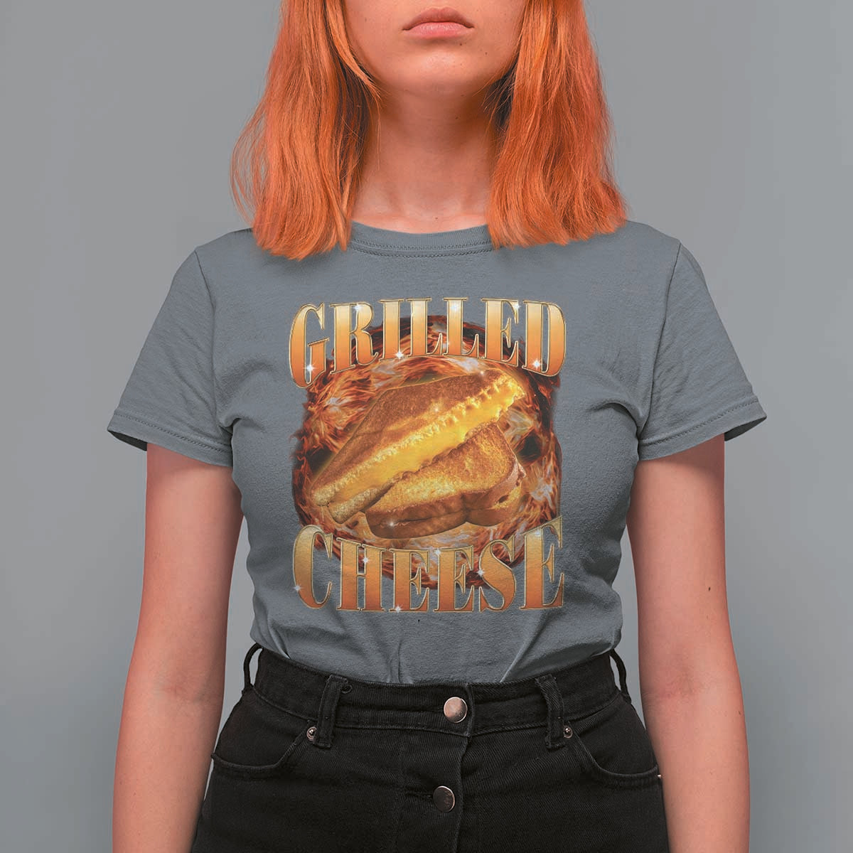 Grilled Cheese T Shirt For Women Food Lover Funny Gag Weird Meme 90s - Wonder Print Shop