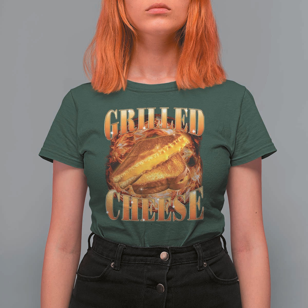 Grilled Cheese T Shirt For Women Food Lover Funny Gag Weird Meme 90s - Wonder Print Shop