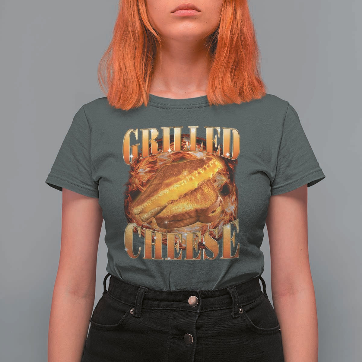 Grilled Cheese T Shirt For Women Food Lover Funny Gag Weird Meme 90s - Wonder Print Shop