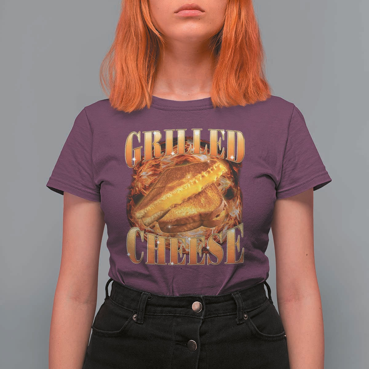 Grilled Cheese T Shirt For Women Food Lover Funny Gag Weird Meme 90s - Wonder Print Shop