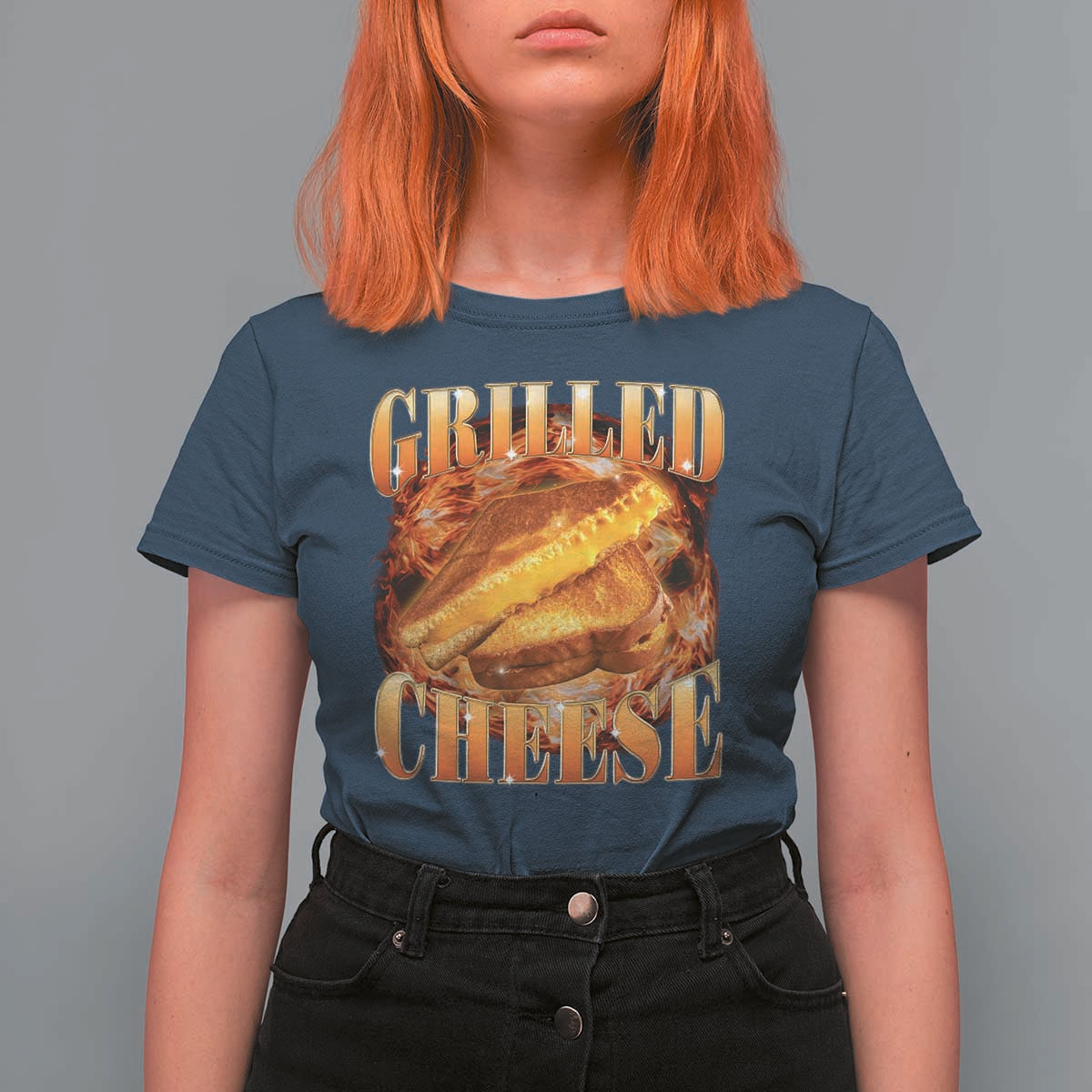 Grilled Cheese T Shirt For Women Food Lover Funny Gag Weird Meme 90s - Wonder Print Shop