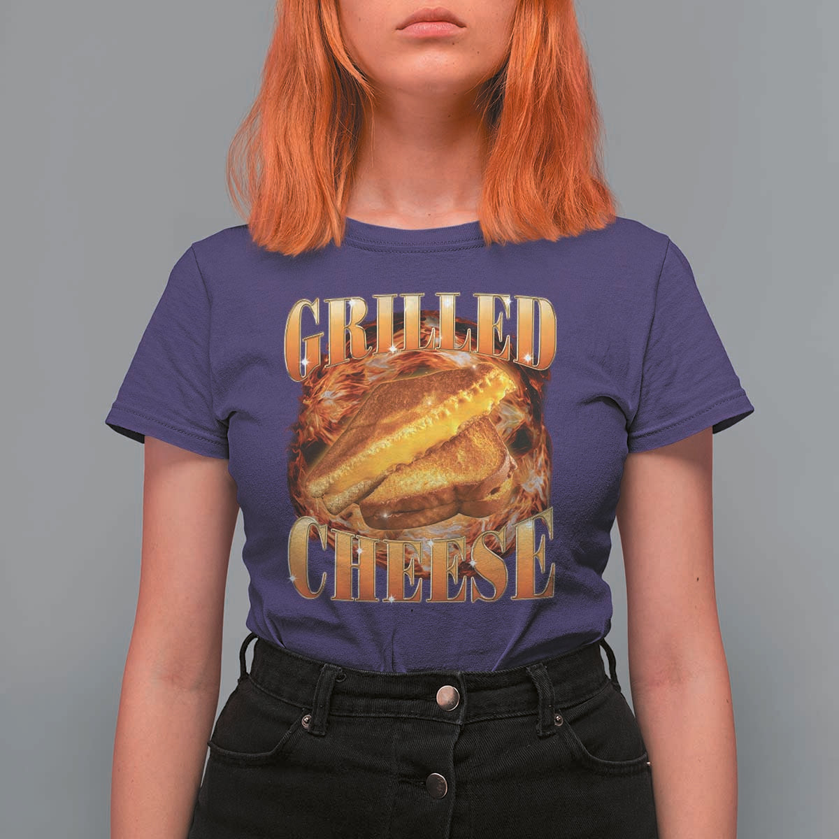Grilled Cheese T Shirt For Women Food Lover Funny Gag Weird Meme 90s - Wonder Print Shop