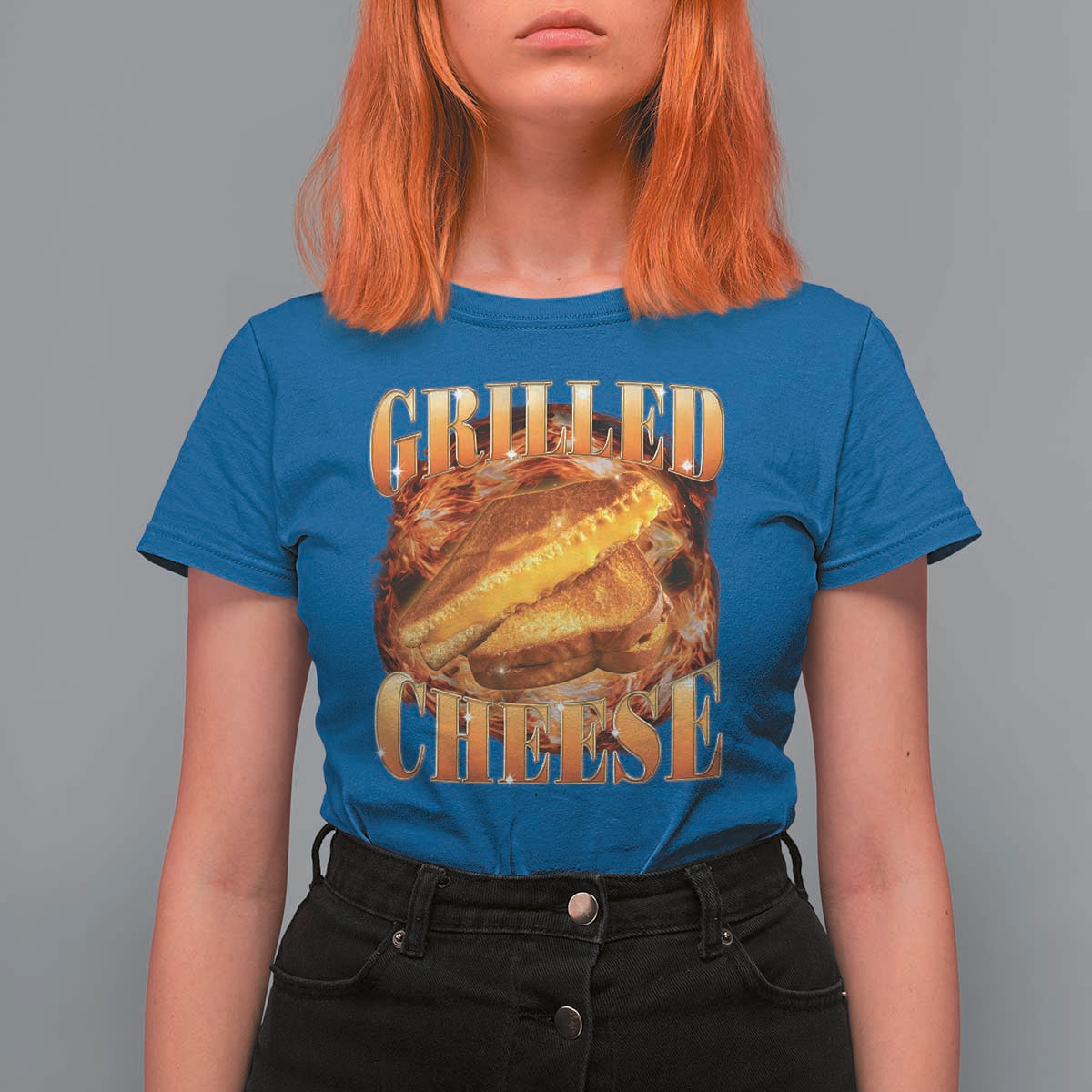 Grilled Cheese T Shirt For Women Food Lover Funny Gag Weird Meme 90s - Wonder Print Shop