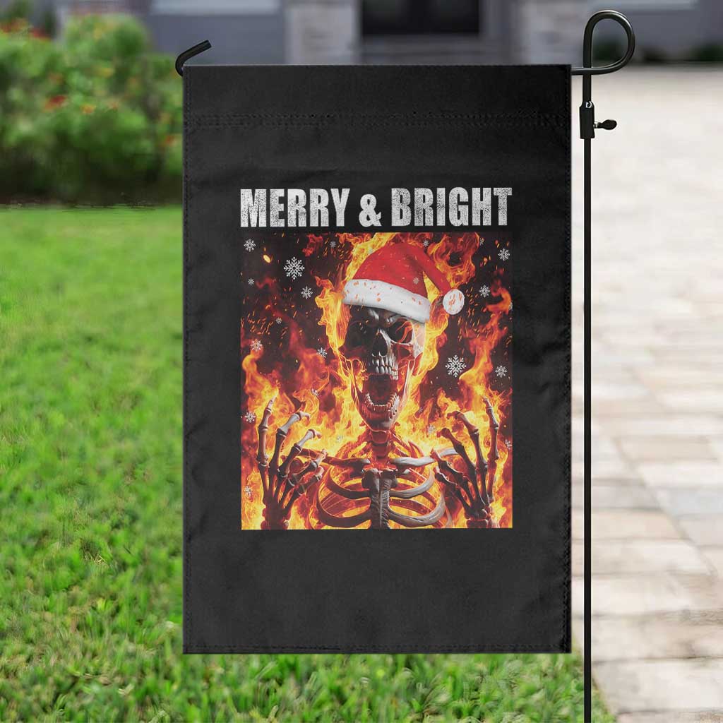 Funny Merry And Bright Garden Flag Christmas Chaos Xmas Skeleton Fire Flames - Wonder Print Shop