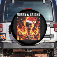 Funny Merry And Bright Spare Tire Cover Christmas Chaos Xmas Skeleton Fire Flames - Wonder Print Shop
