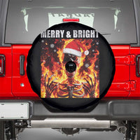 Funny Merry And Bright Spare Tire Cover Christmas Chaos Xmas Skeleton Fire Flames - Wonder Print Shop