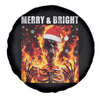 Funny Merry And Bright Spare Tire Cover Christmas Chaos Xmas Skeleton Fire Flames - Wonder Print Shop