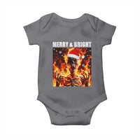 Funny Merry And Bright Baby Onesie Christmas Chaos Xmas Skeleton Fire Flames - Wonder Print Shop
