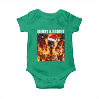 Funny Merry And Bright Baby Onesie Christmas Chaos Xmas Skeleton Fire Flames - Wonder Print Shop