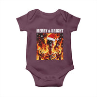 Funny Merry And Bright Baby Onesie Christmas Chaos Xmas Skeleton Fire Flames - Wonder Print Shop