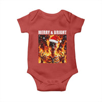 Funny Merry And Bright Baby Onesie Christmas Chaos Xmas Skeleton Fire Flames - Wonder Print Shop