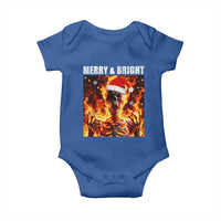 Funny Merry And Bright Baby Onesie Christmas Chaos Xmas Skeleton Fire Flames - Wonder Print Shop