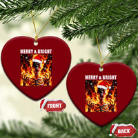 Funny Merry And Bright Ceramic Ornament Christmas Chaos Xmas Skeleton Fire Flames - Wonder Print Shop