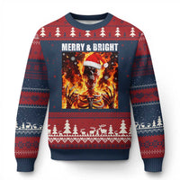 Funny Merry And Bright Ugly Christmas Sweater Christmas Chaos Xmas Skeleton Fire Flames - Wonder Print Shop