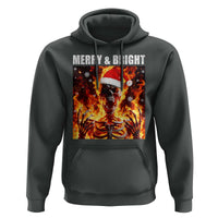 Funny Merry And Bright Hoodie Christmas Chaos Xmas Skeleton Fire Flames - Wonder Print Shop