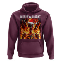 Funny Merry And Bright Hoodie Christmas Chaos Xmas Skeleton Fire Flames - Wonder Print Shop